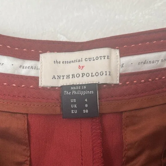 Anthropologie The Essential Culotte in Copper red burgundy Size 4 medium - Picture 8 of 9